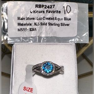 Lab Created Aqua Blue on .925 Solid Sterling Silver